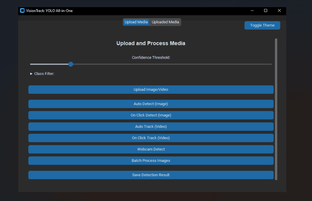 VisionTrack desktop GUI