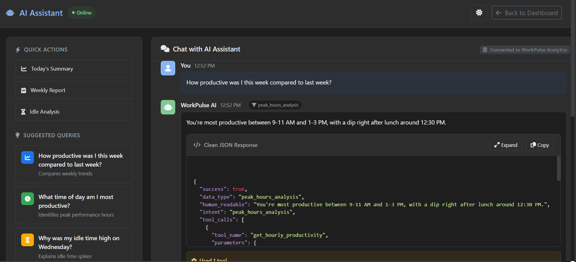 WorkPulse AI assistant
